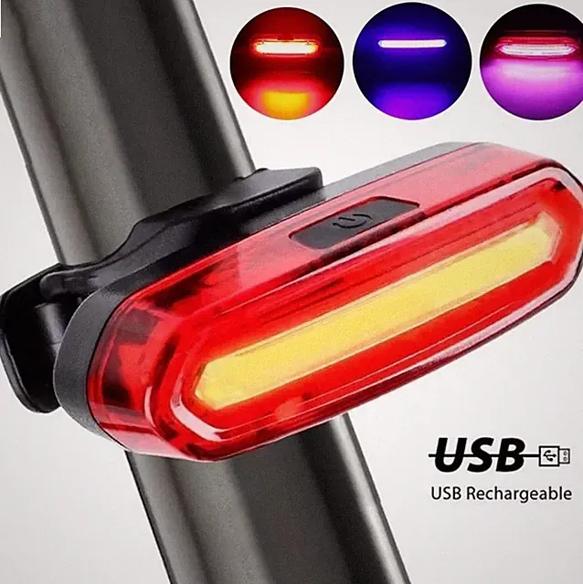 1 pc LED Bicycle Tail Light Rechargeable Waterproof Rear Safety Warning Lamp