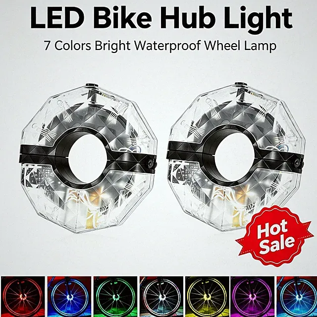 2PCS LED Bike Wheel Hub Lights USB Rechargeable Ship from US