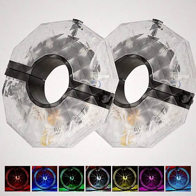2PCS Waterproof Bike Wheel Hub Lights,USB Rechargeable LED 7Color Tire Light US