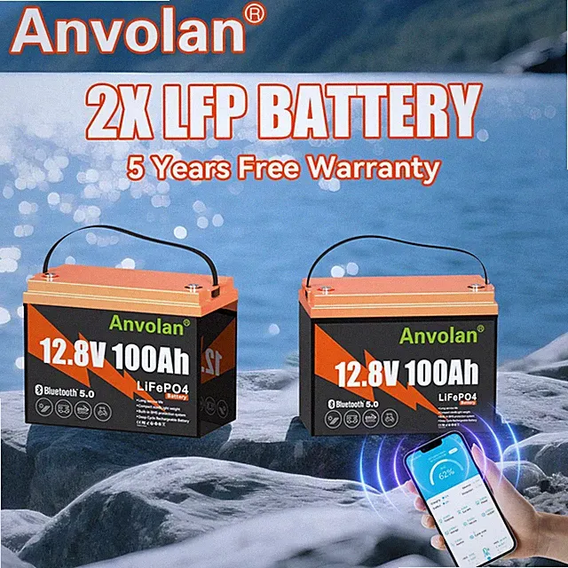 2X 12Volt 100AH Lithium Battery LiFePO4 W/Bluetooth BMS Deep Cycle for Marine RV