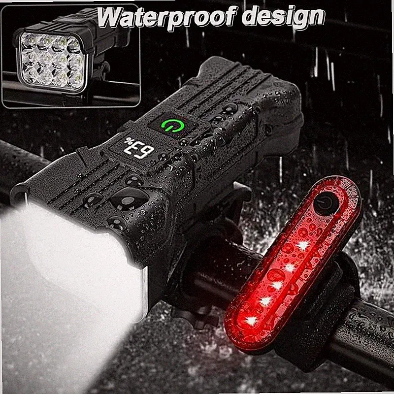 40000LM Rechargeable LED MTB Bicycle Light Racing Bike Front Rear Headlight