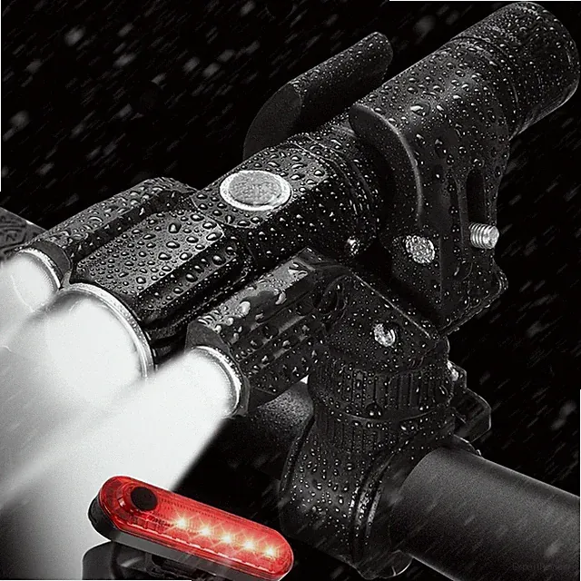 90000LM Rechargeable LED Mountain Bike Lights Bicycle Torch Front &Rear Lamp Set