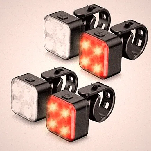 Akale Bike Lights Set, Rechargeable Bicycle Lights Front and Rear, 4 2 Set