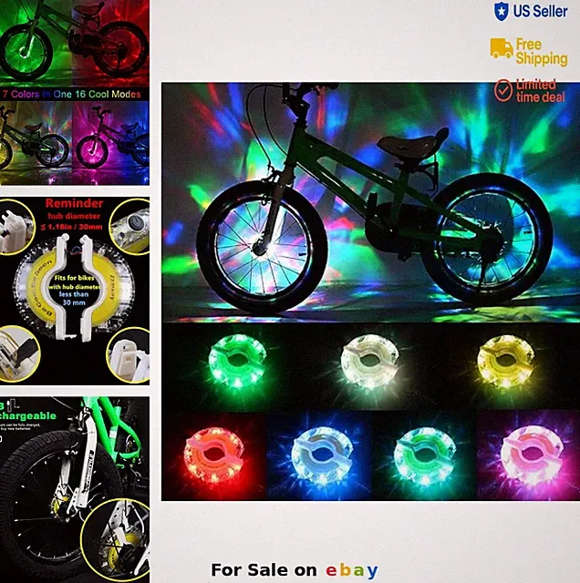 Bicycle Wheel Lights USB Rechargeable 7 Colors 16 Modes IP65 Waterproof Bike