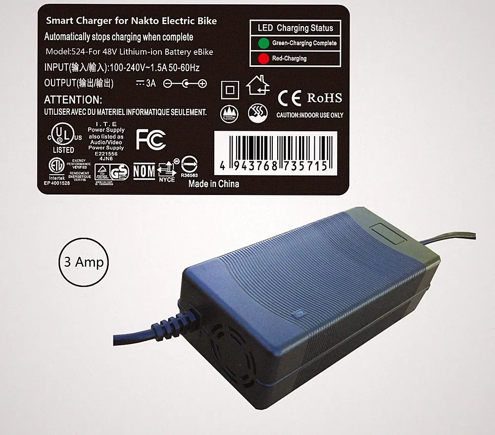 Charger for Nakto Cruiser & Mini Cruiser Electric Bike (NOT for Super Cruiser)