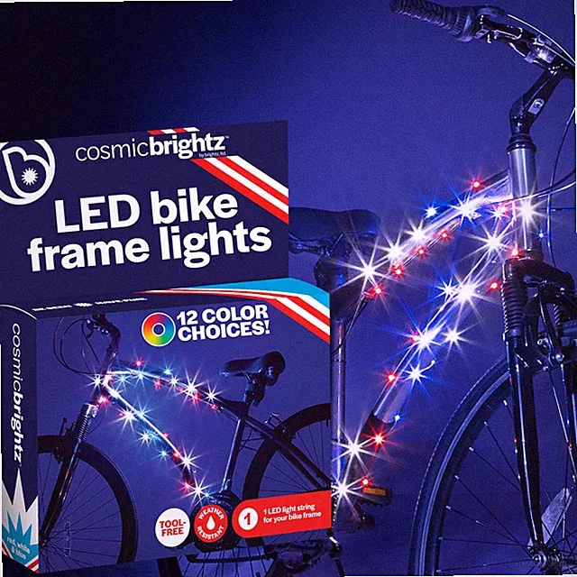 CosmicBrightz LED Bike Frame Rope Light, Patriotic - 6.5-Foot String Rope - B...