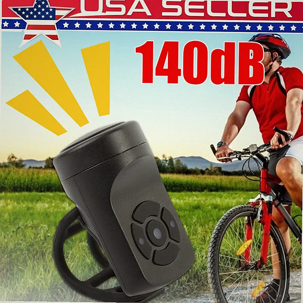 Electric Bike Horn 140DB Waterproof Rechargeable Bicycle Bell for Mountain Bike