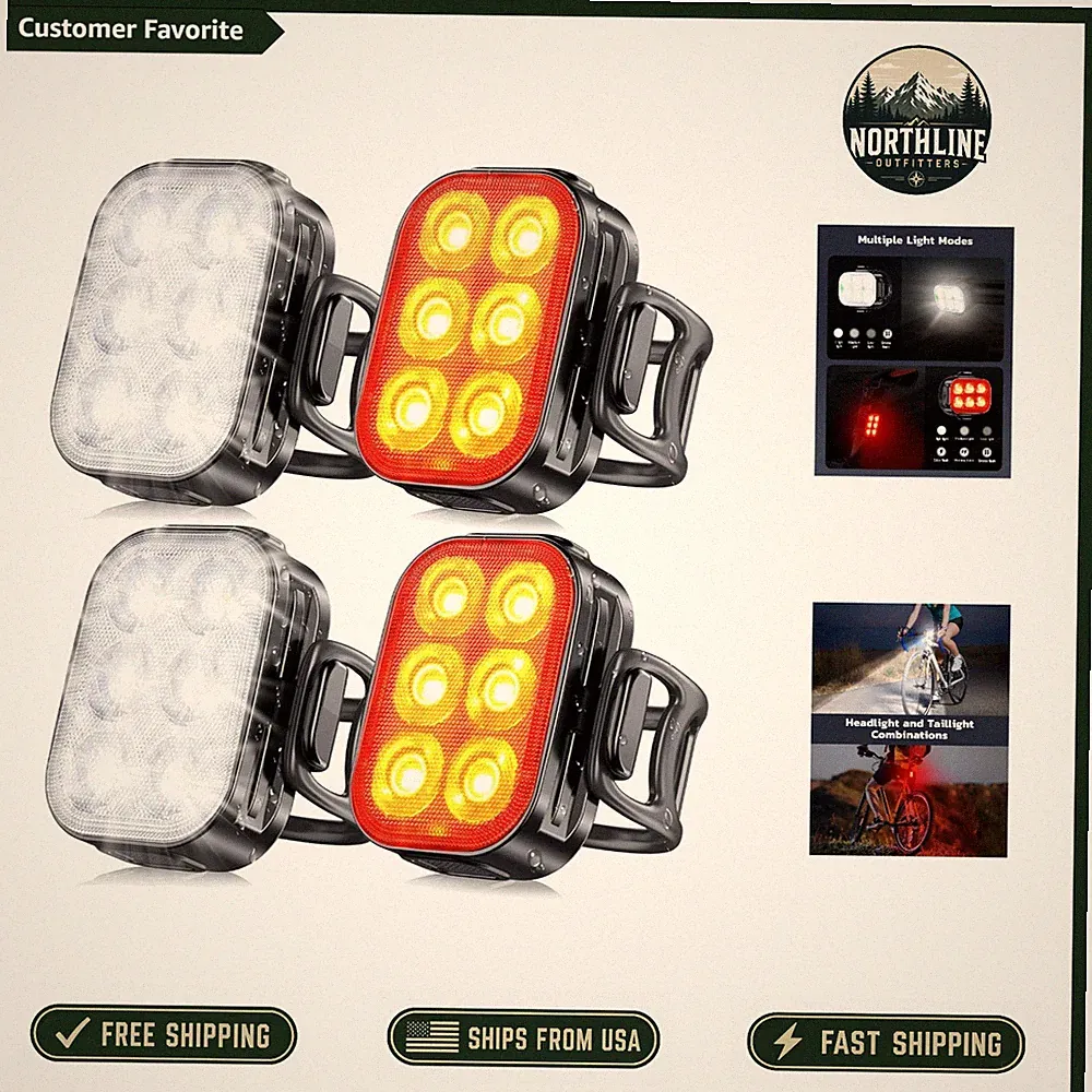 Hybrid Bike Light Set: Waterproof, Rechargeable, 10 Modes, Stellar Visibility