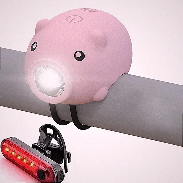Kids Bike Lights for Night Riding, Girls Bike Horn and Light 2 in 1, Recharge...