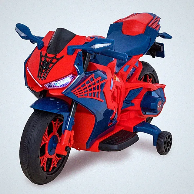 Kids Motorcycle Ride On Spiderman Design 6V Rechargeable Battery Ideal Gift NEW