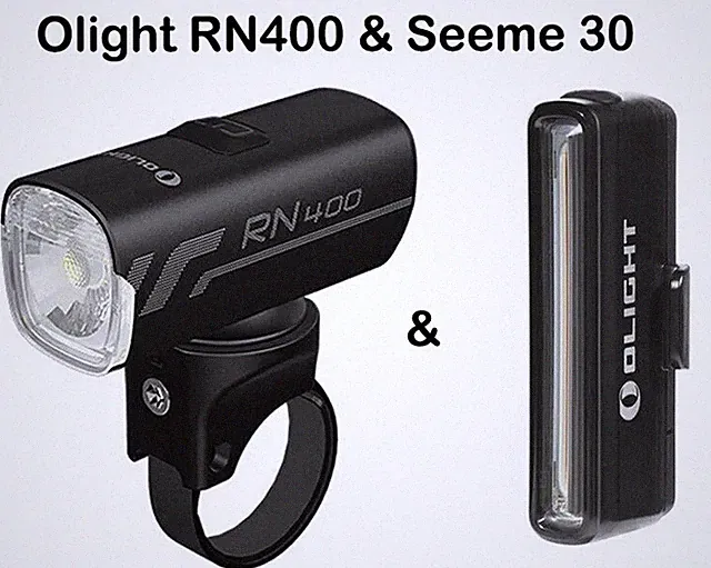 Olight RN400 Rechargeable 400 Lumens LED Bike Headlight & Seemee 30 Tail Light