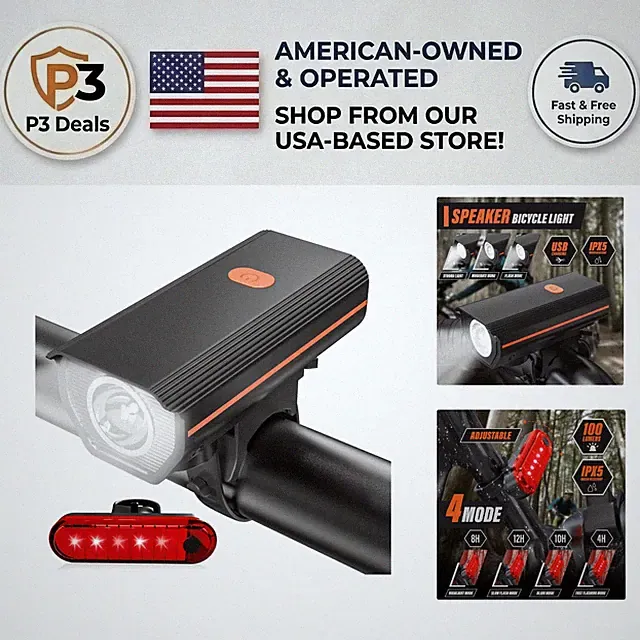 Rechargeable Bike Light Set - Headlight & Tail Light for Kids & Adults