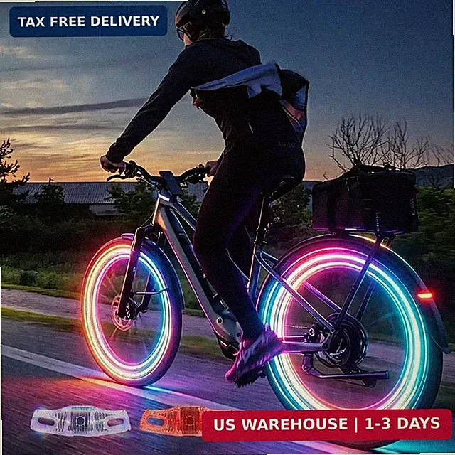 Rechargeable Bike Wheel Lights,2 Pack,Waterproof Easy Install, 9-Color Bicycles
