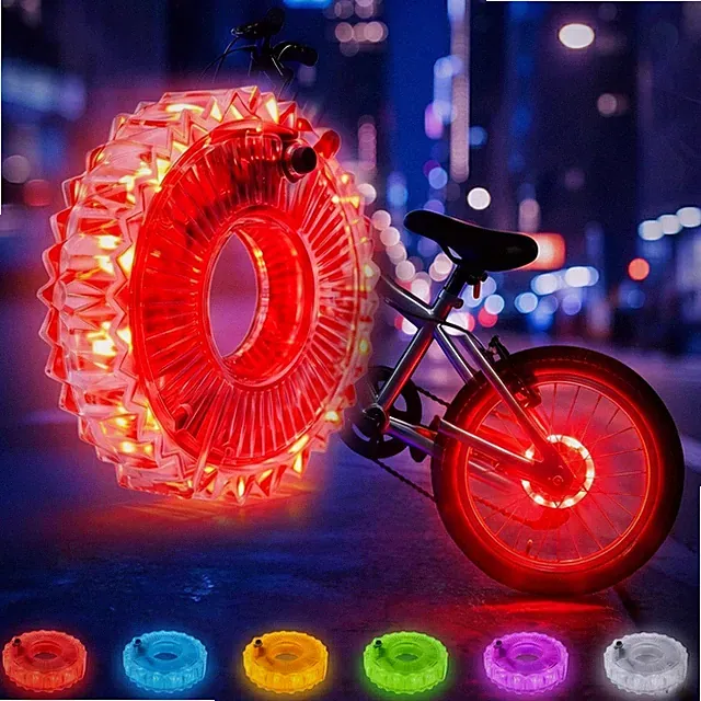 Rechargeable Bike Wheel Lights – 9 Colors 21 Lighting Modes LED Bicycle Tire...