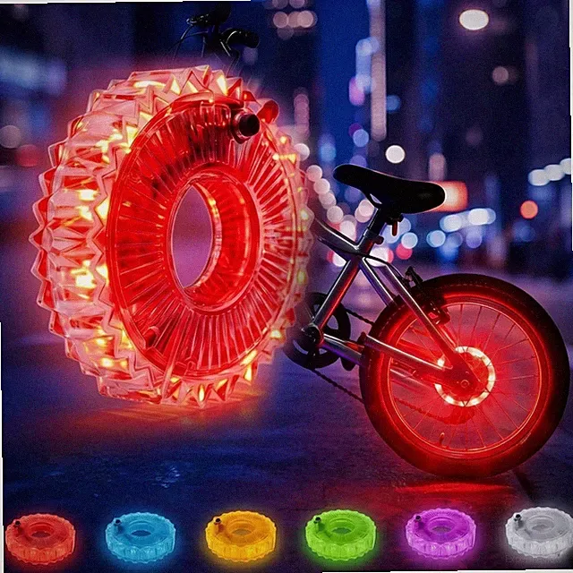 Rechargeable Bike Wheel Lights – 9 Colors 21 Lighting Modes LED Hub Light, 20H R