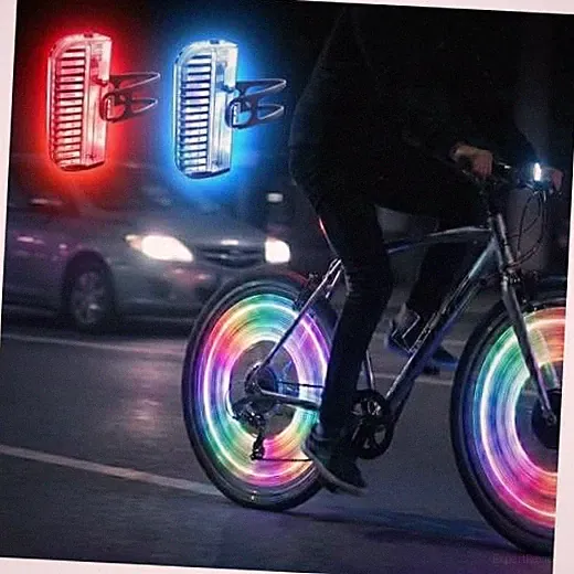 Rechargeable LED Bicycle Wheel Lights - 7-Color - 2 Pack - 7-Color Spoke Lights