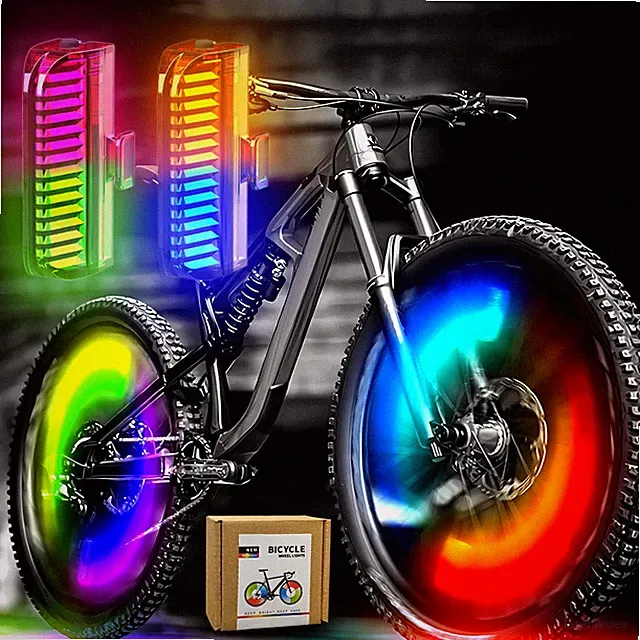 Rechargeable LED Bike Wheel Lights 2 Pack 7 Color Modes for Kids and Adults NEW
