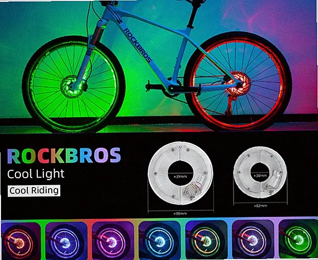 ROCKBROS Bike Wheel Hub Light Flashlight Spoke 7 Color USB LED Safe Rechargeable