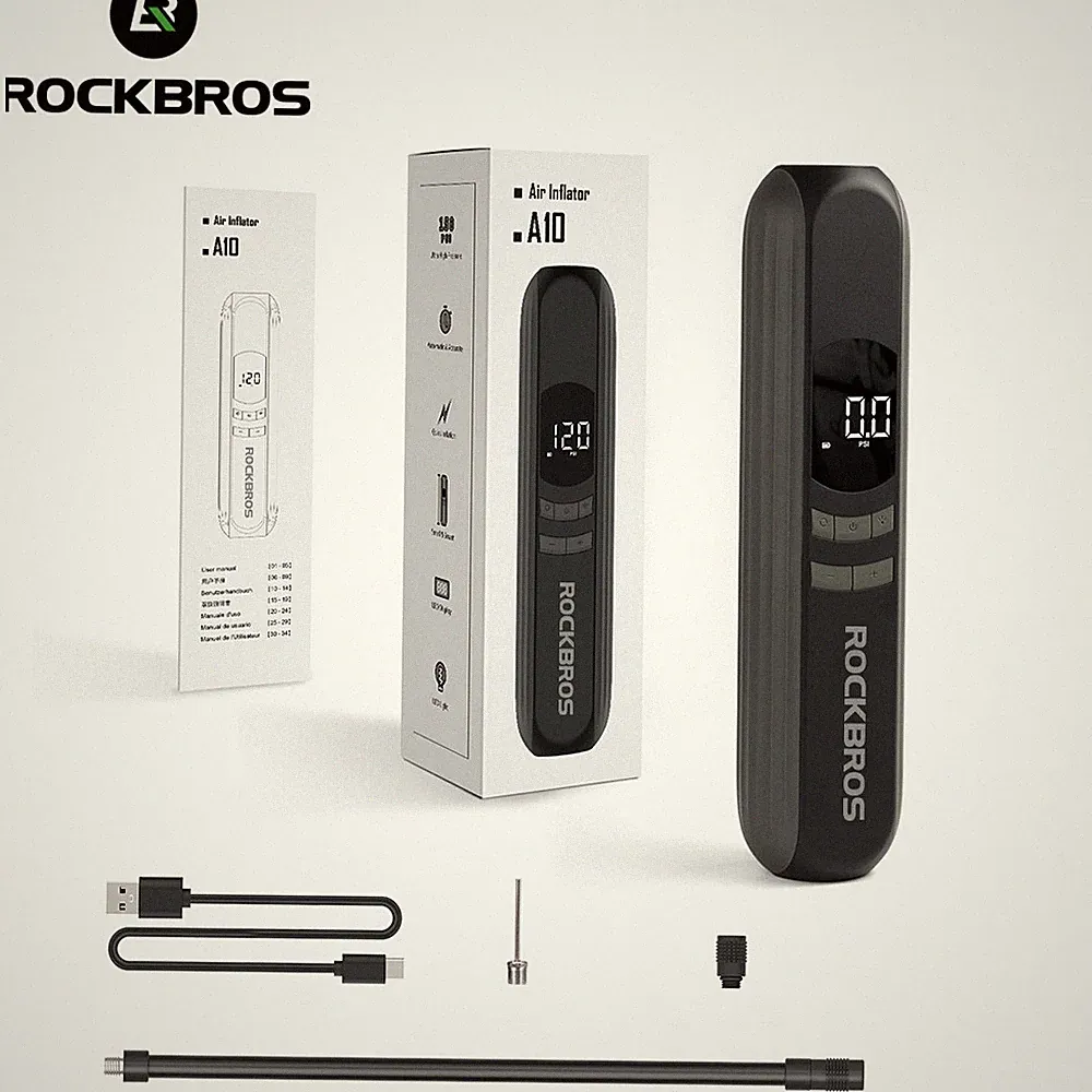 ROCKBROS Electric Bike Mini Pump 150 Psi Portable Air Compressor Rechargeable