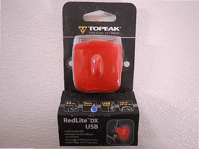 Topeak RedLite DX Red LED Rear Bike Safety Light USB Rechargeable for Seatpost