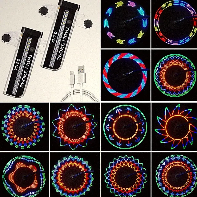 Zacro Bike Wheel Lights, 2 Pack LED Bike Spoke Lights, Safety 32 Bright Patte...